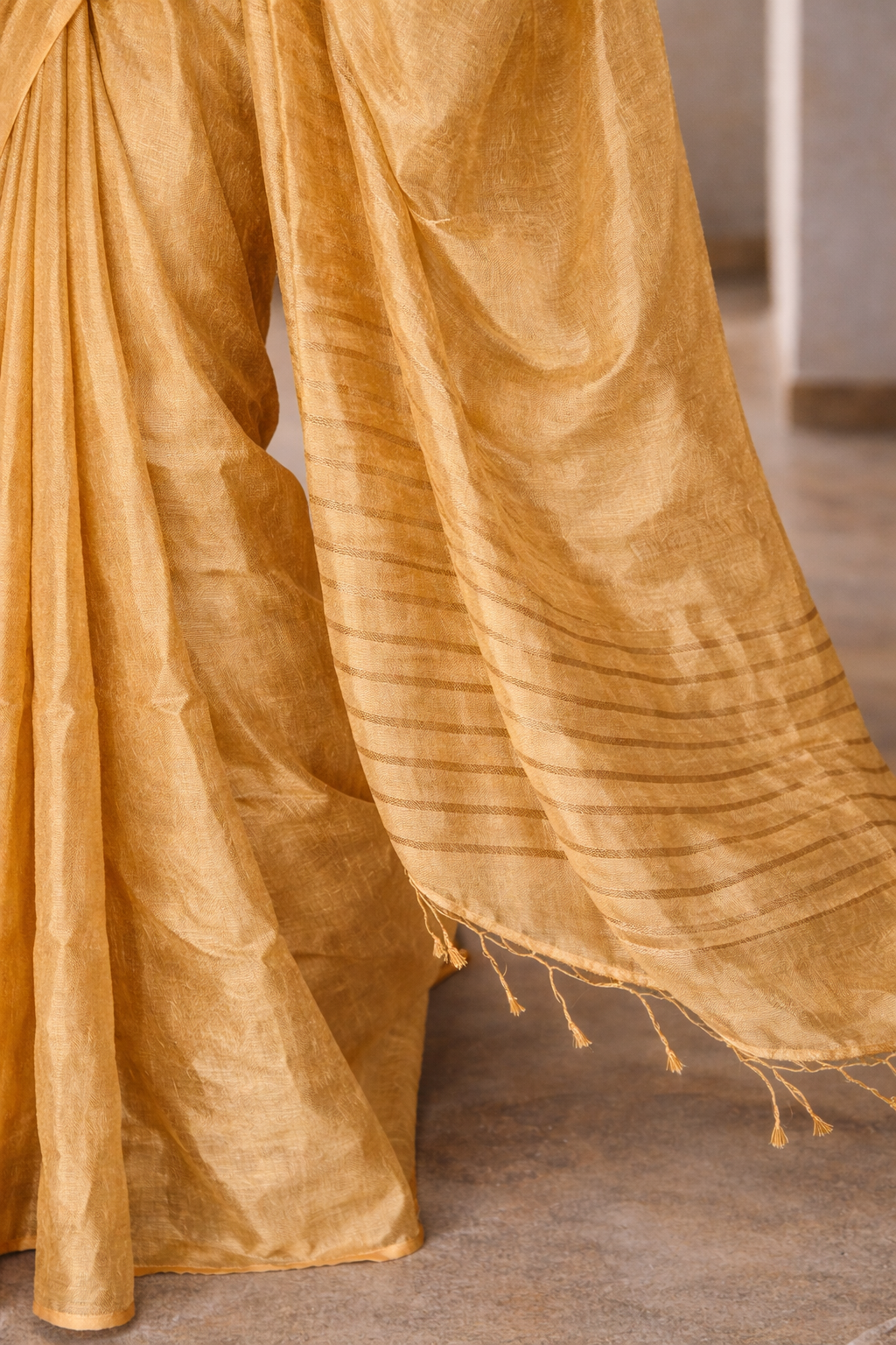 Golden Handloom Saree border detail – Jalebi Glaze by RongSuta