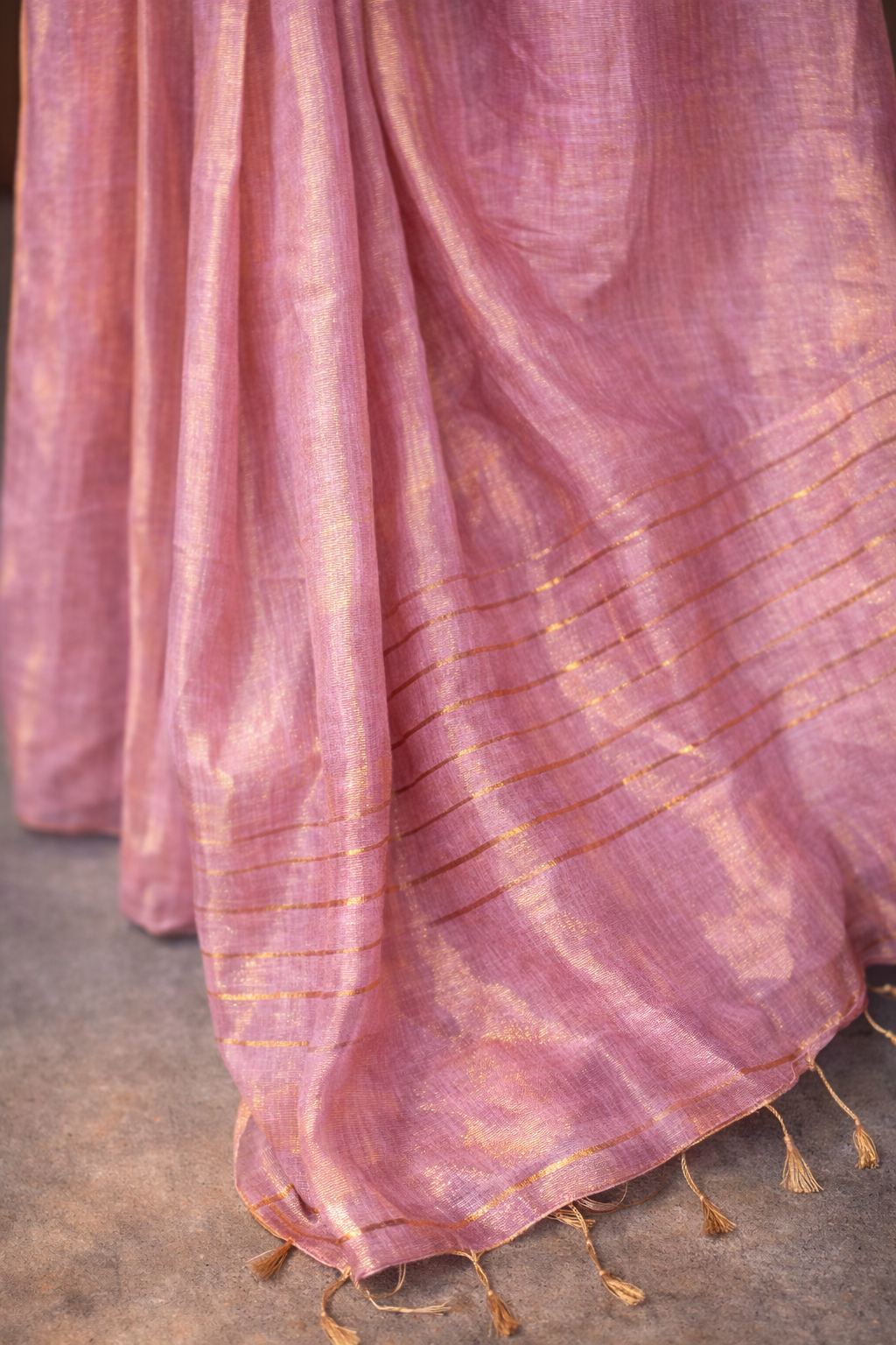 Light Pink Handloom Saree border detail – Rosé Ishq by RongSuta