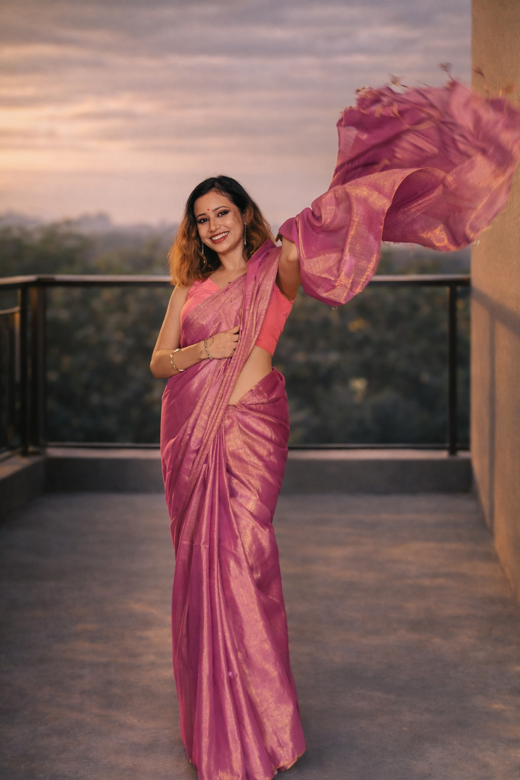 Meher Mist – Purple Tissue Silk Saree with Zari Pallu by RongSuta