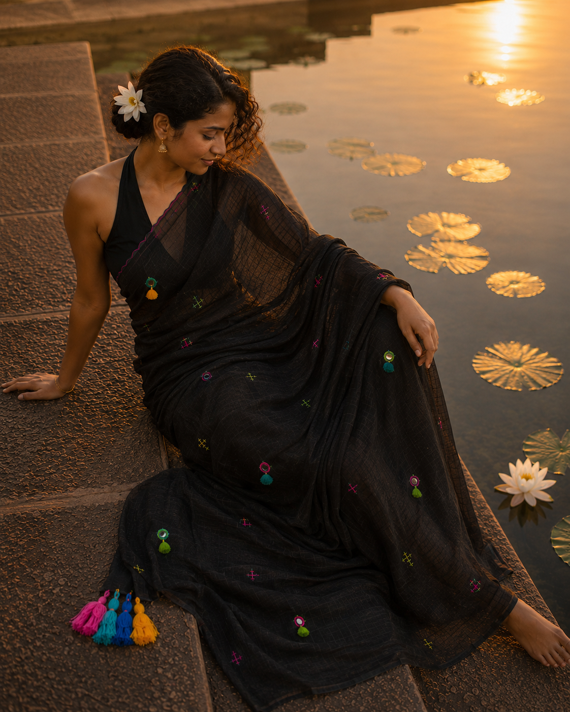 Kaala Khatta — Black Mirror & Pompom Mul Mul Saree