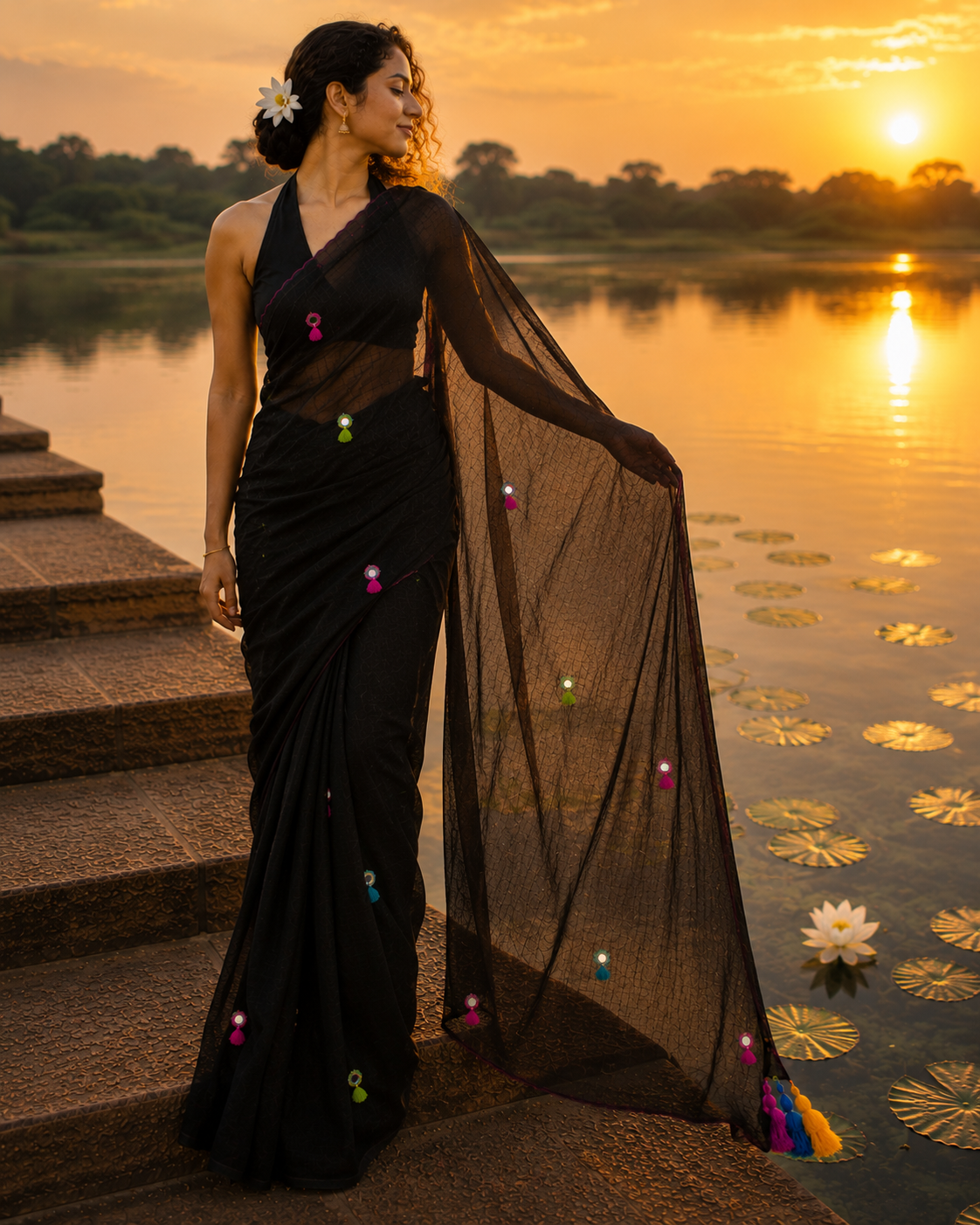 Kaala Khatta — Black Mirror & Pompom Mul Mul Saree