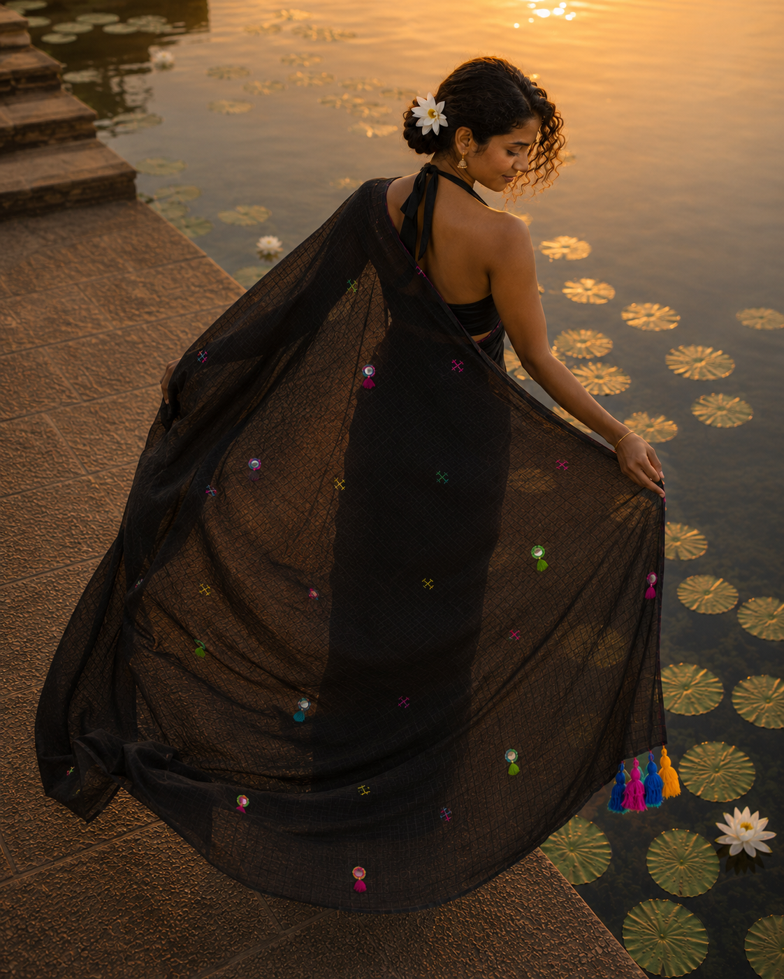 Kaala Khatta — Black Mirror & Pompom Mul Mul Saree