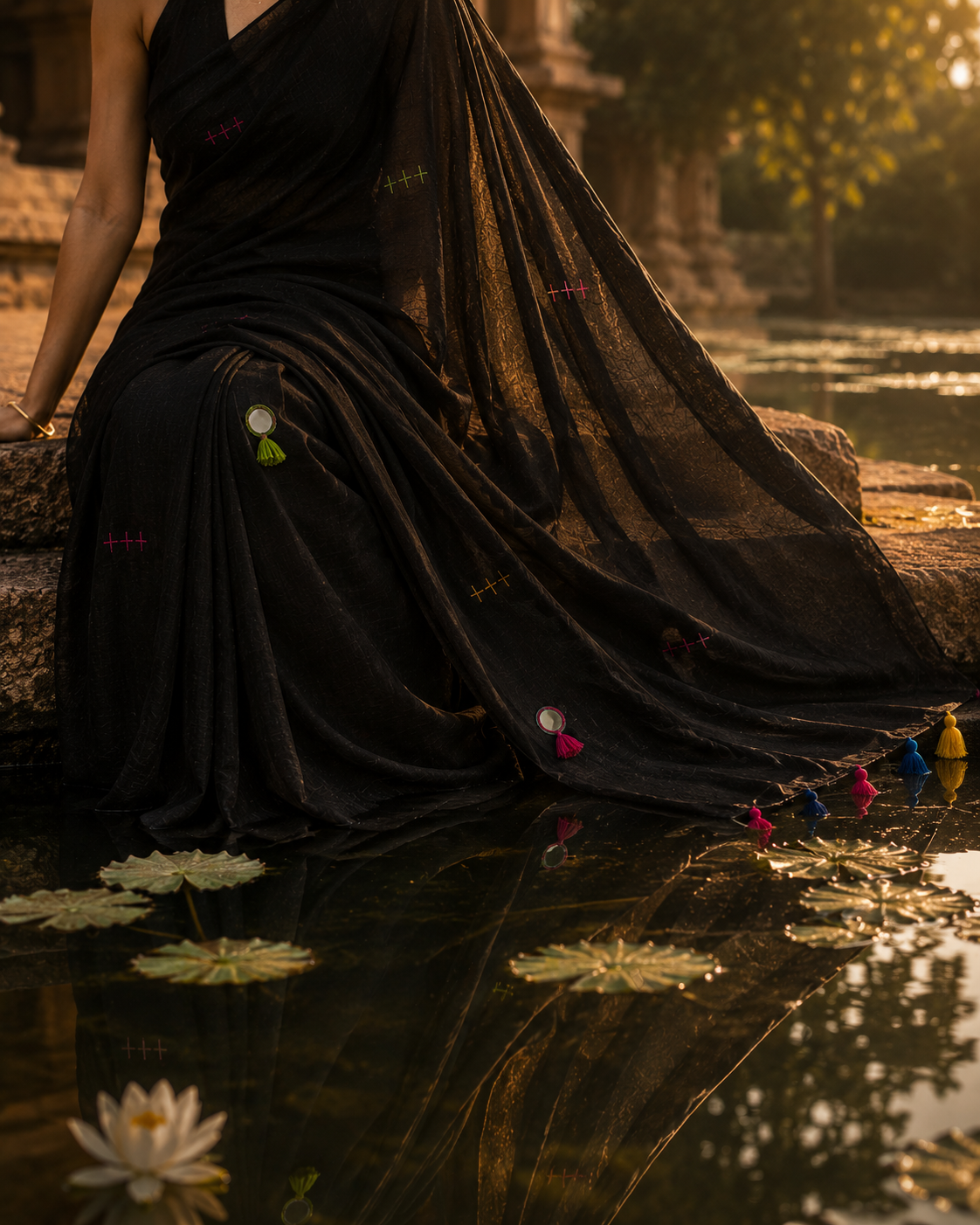 Kaala Khatta — Black Mirror & Pompom Mul Mul Saree
