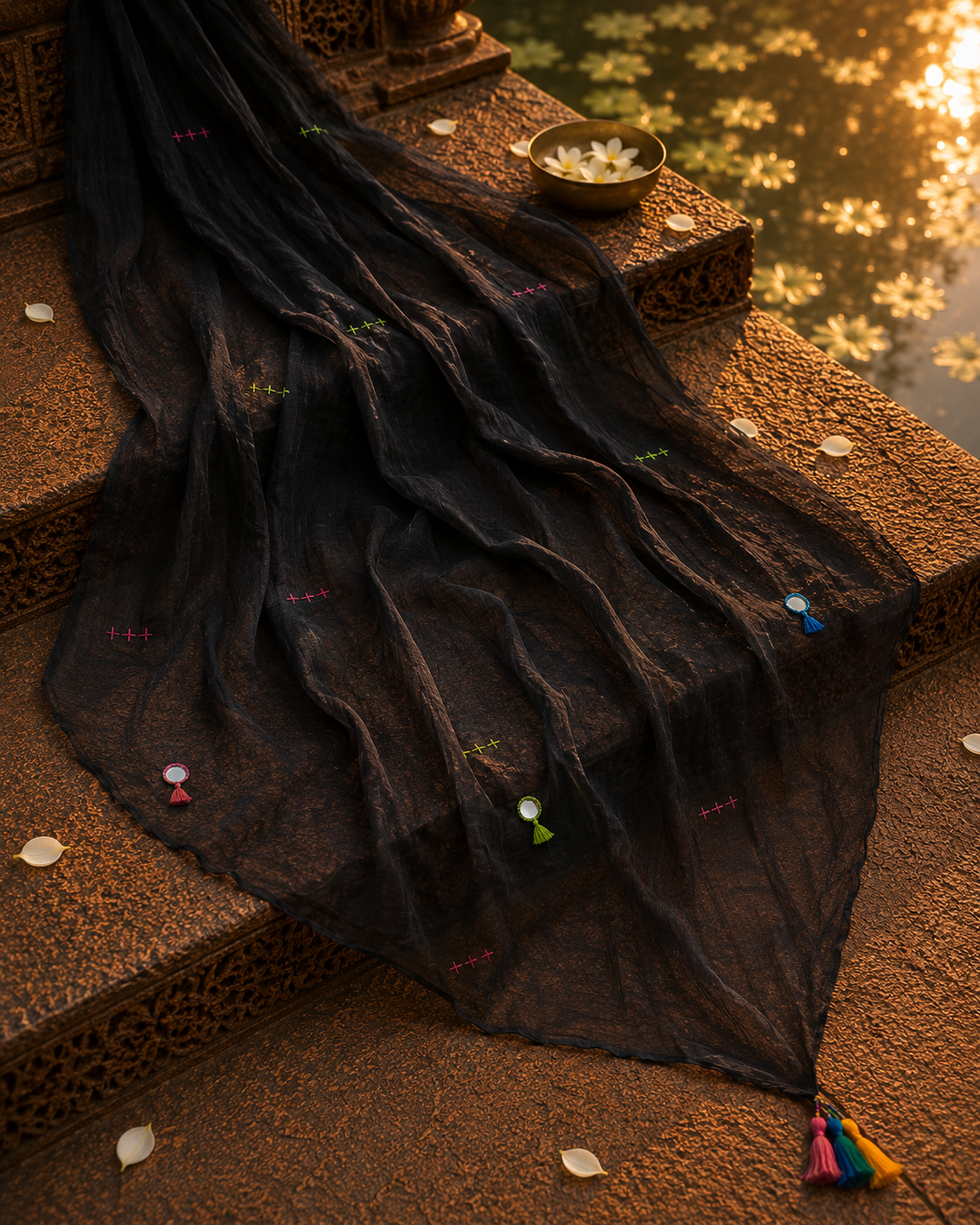 Kaala Khatta — Black Mirror & Pompom Mul Mul Saree