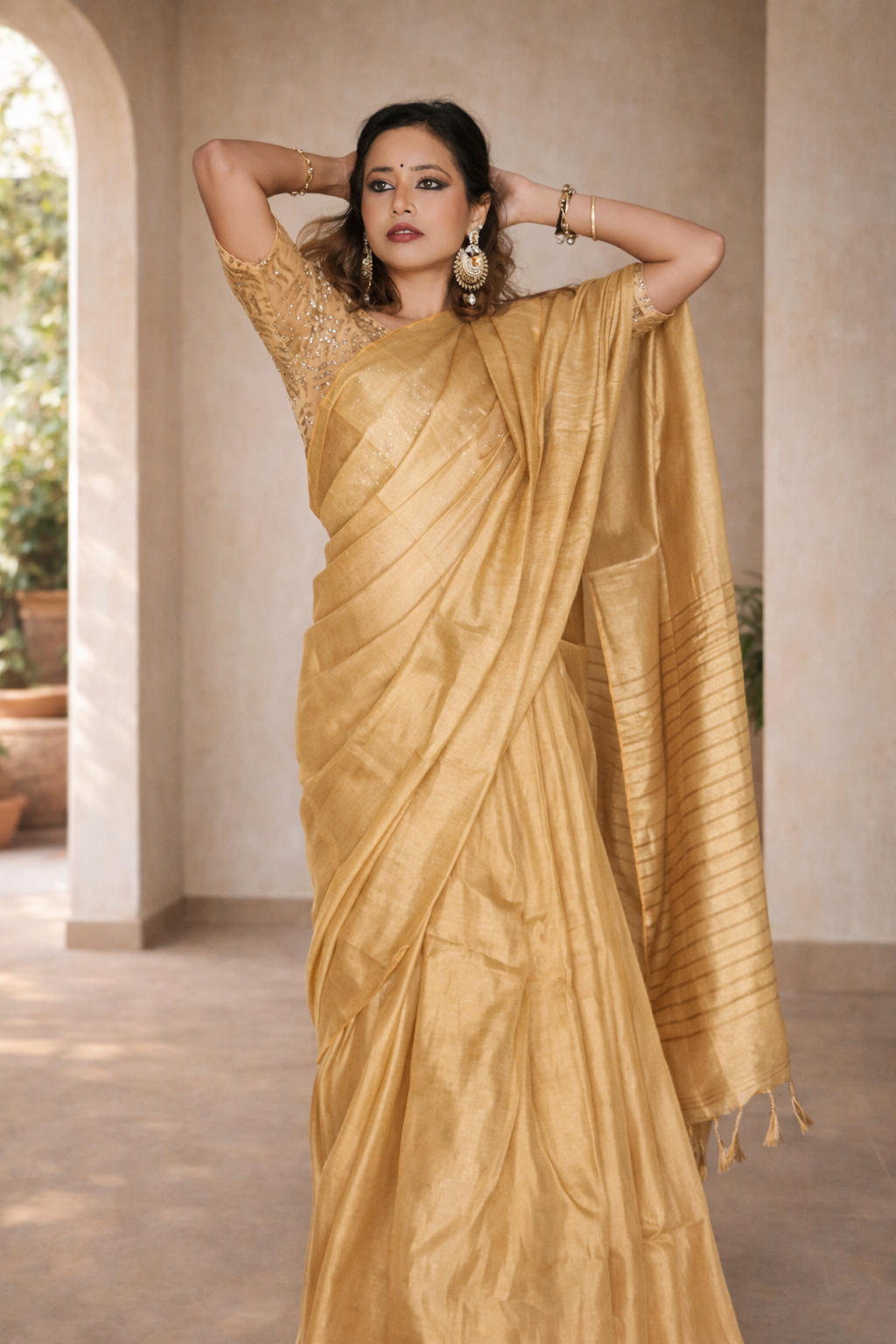 Jalebi Glaze Saree weave texture detail – RongSuta premium sarees
