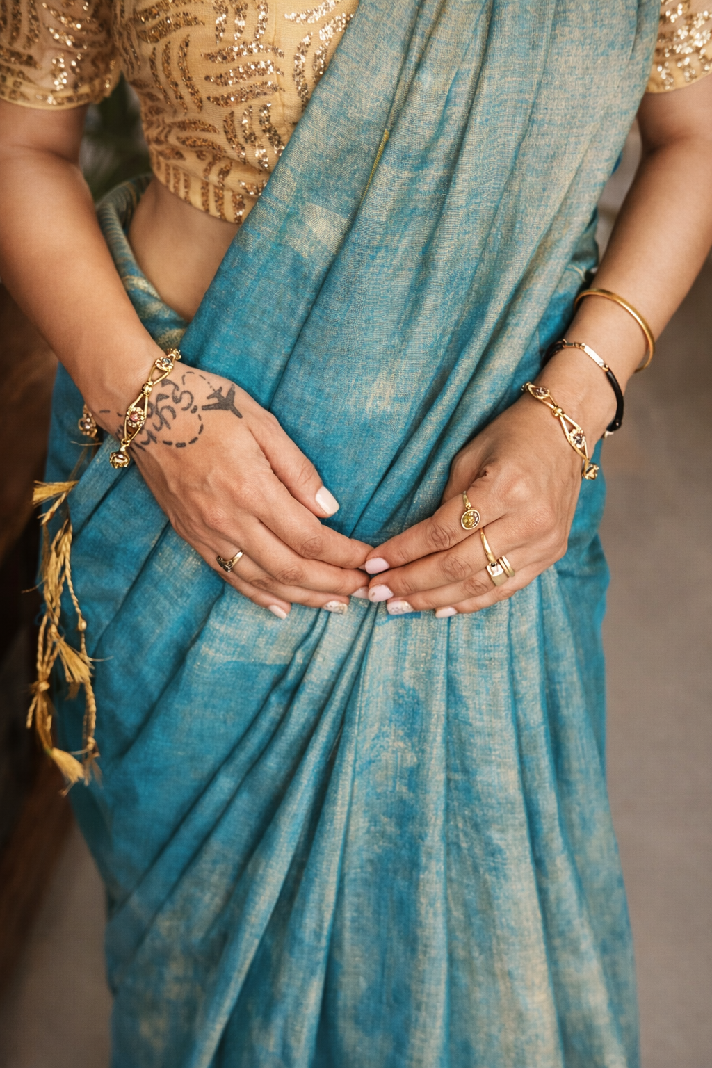 Sky High Tissue Silk Saree editorial look – RongSuta